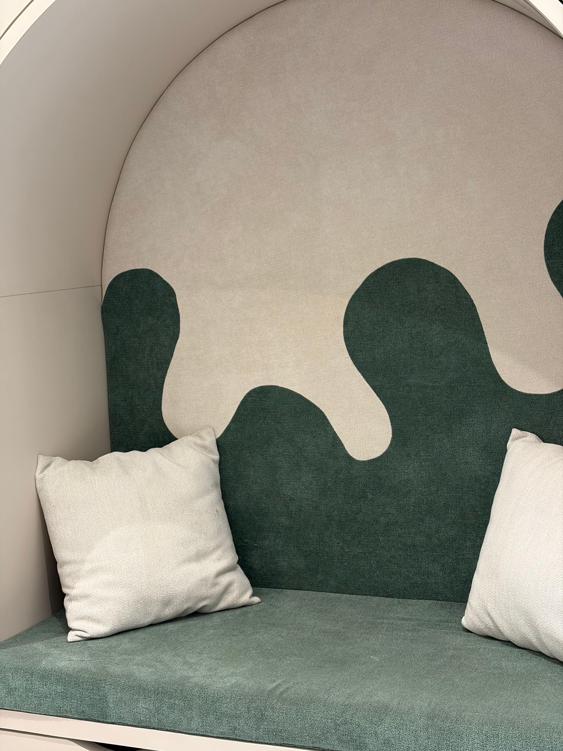 Reading nook in forest-green velvet